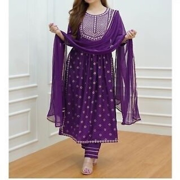 Exclusive Cotton Skin Print High Quality Three Piece For Women - 3 Pice Dress 15