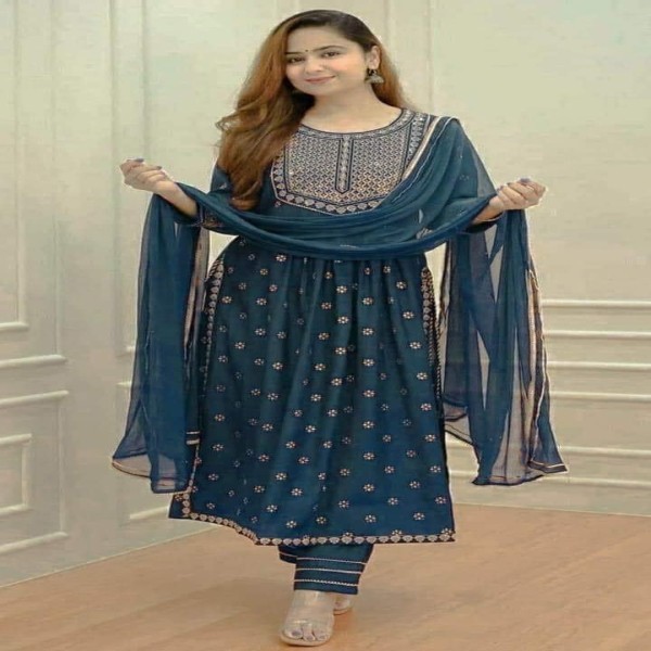 Exclusive Cotton Skin Print High Quality Three Piece For Women - 3 Pice Dress 16