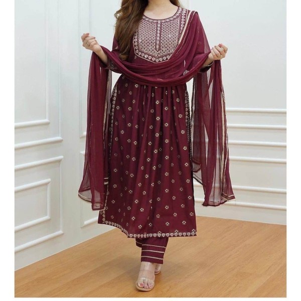 Exclusive Cotton Skin Print High Quality Three Piece For Women - 3 Pice Dress 19