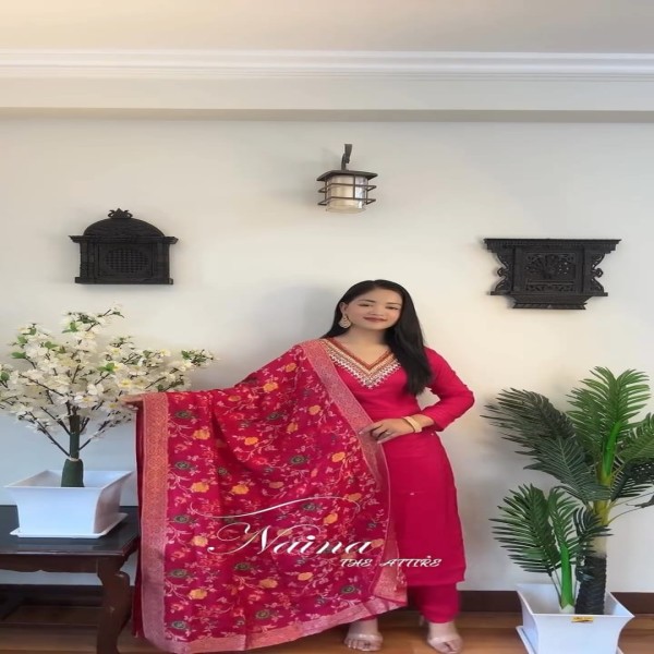 Exclusive Cotton Skin Print High Quality Three Piece For Women - 3 Pice Dress 21
