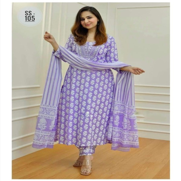 Exclusive Cotton Skin Print High Quality Three Piece For Women - 3 Pice Dress 25
