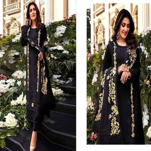 Georgette Embroidary Party Wear three peace 111