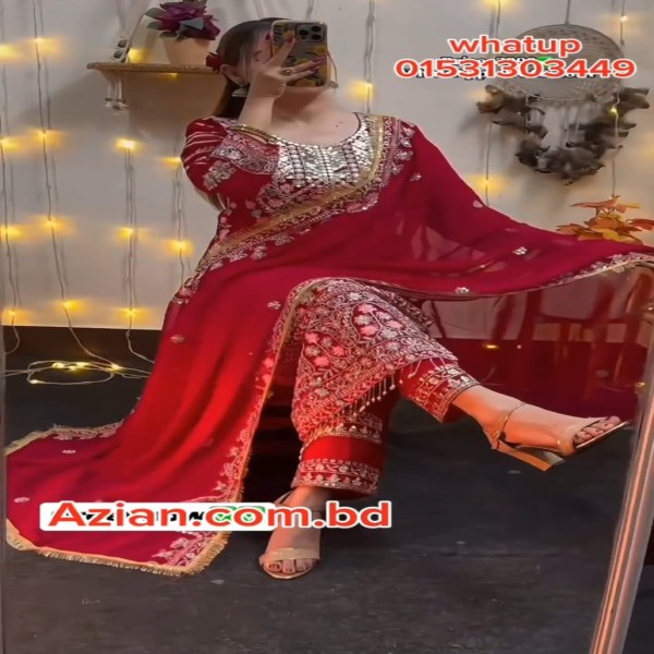 Georgette Embroidary Party Wear three peace 125