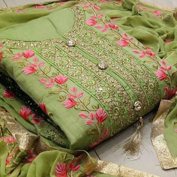 Georgette Embroidary Party Wear three peace 135