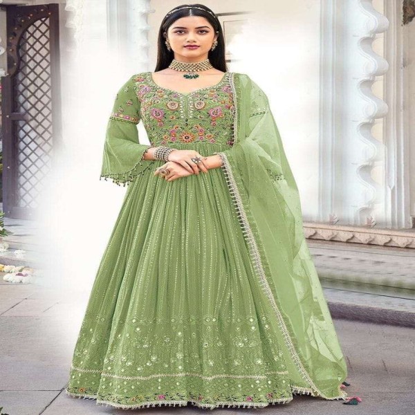 Georgette Embroidary Party Wear three peace 122